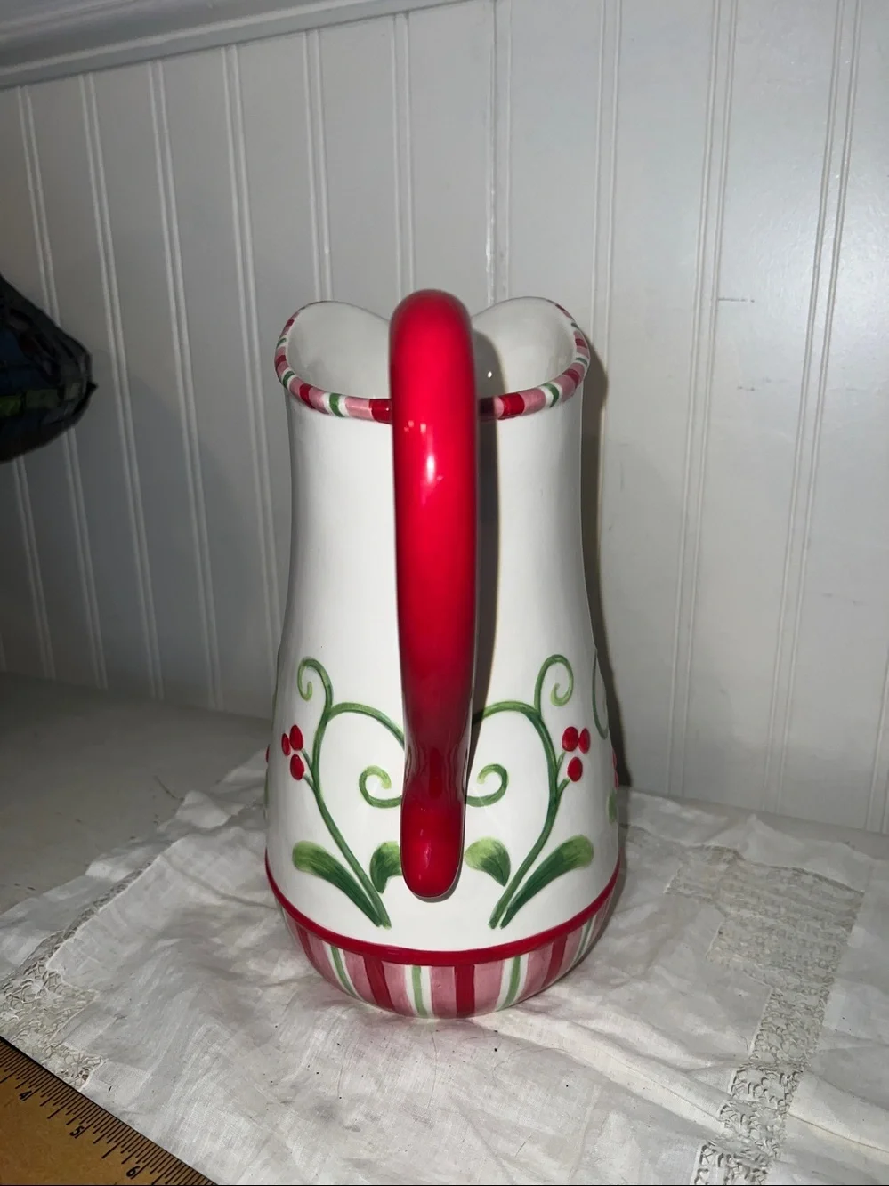Fitz Floyd Mingle Jingle be merry porcelain water pitcher